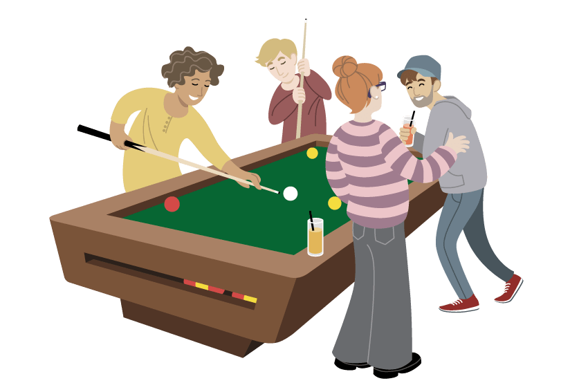 Gruppe von Freunden spielt Billard